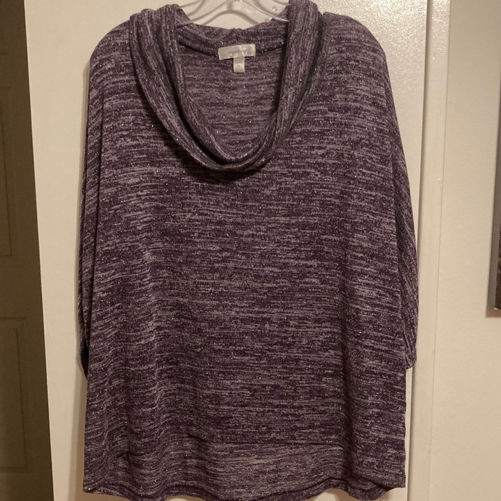 ⬛️⬛️ Dress Barn Women’s Cowl Neck Sparkle Purple Sweater (size 3X)